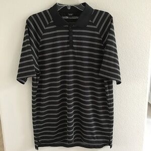 OAKLEY MEDIUM BLACK, GRAY & WHITE STRIPED SHIRT